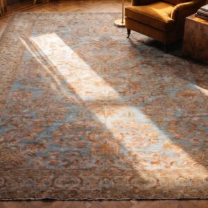 Antique Large Malayer Persian Geometric Knotted Rug (SKU 24248) - styled overhead view