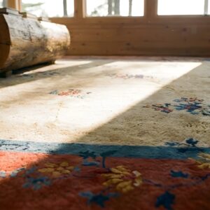 Antique Large Wool - Manchester Ivory Beige Cream White Hand Knotted Pile Rug (SKU 24418) - in-room detail