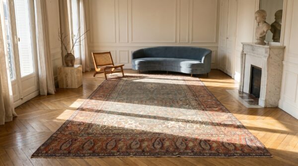 Antique large n. W. Persian persian knotted rug 7 Antique large n. W. Persian persian knotted rug (sku 18931) - room view