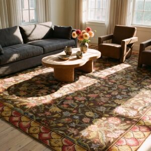 Antique Large Needlepoint English Allover Floral Flat Weave Rug (SKU 23634) - room view
