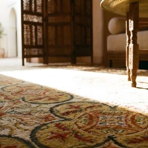Antique Large Needlepoint English Geometric Flat Weave Rug (SKU 25036) - in-room detail
