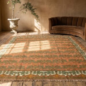 Large Oversized Coral Antique Classic Arts & Crafts Design Irish Donegal Carpet by CFA Voysey (SKU 18489) - room view