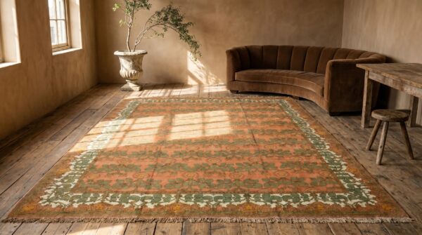 Large oversized coral antique classic arts & crafts design irish donegal carpet by cfa voysey 12 Large oversized coral antique classic arts & crafts design irish donegal carpet by cfa voysey (sku 18489) - room view