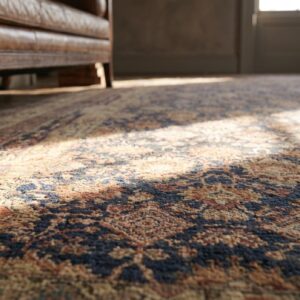 Large Oversized Antique Fine Allover Blue Persian Kerman Carpet (SKU 18371) - in-room detail
