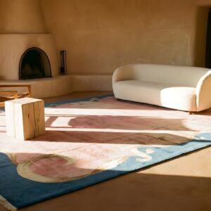 Large Oversized Antique Minimalist Open Coral Color Field Chinese Art Deco Carpet (SKU 23561) - room view