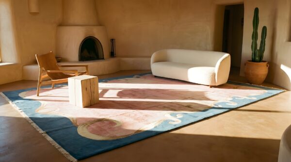 Large oversized antique minimalist open coral color field chinese art deco carpet 10 Large oversized antique minimalist open coral color field chinese art deco carpet (sku 23561) - room view
