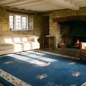 Antique Large Peking Wool Blue Hand Knotted Pile Rug (SKU 23854) - room view