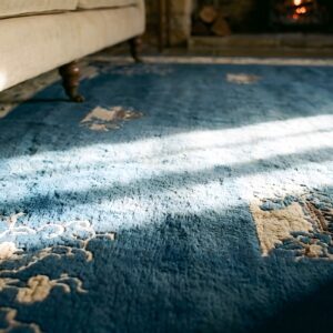Antique Large Peking Wool Blue Hand Knotted Pile Rug (SKU 23854) - in-room detail