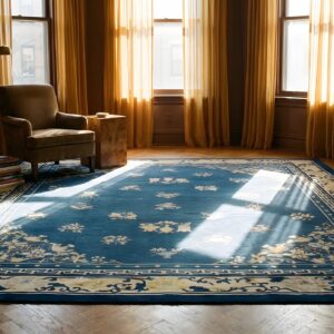 Antique Large Peking Chinese Allover Floral Knotted Rug (SKU 24756) - room view