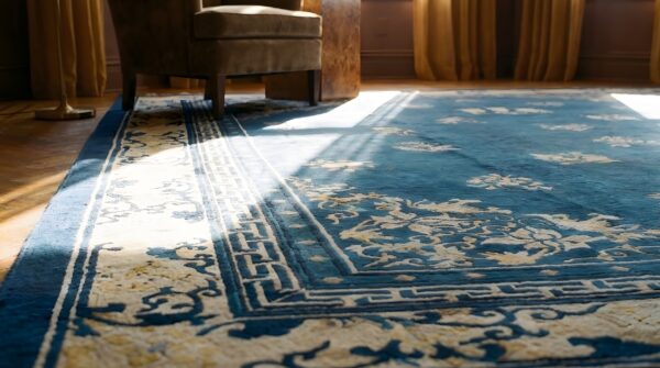 Antique large peking chinese allover floral knotted rug 19 Antique large peking chinese allover floral knotted rug (sku 24756) - in-room detail