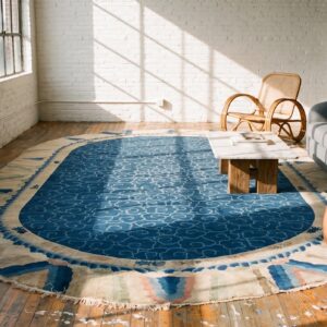 Antique Large Peking Chinese Allover Knotted Oval Rug (SKU 22932) - room view