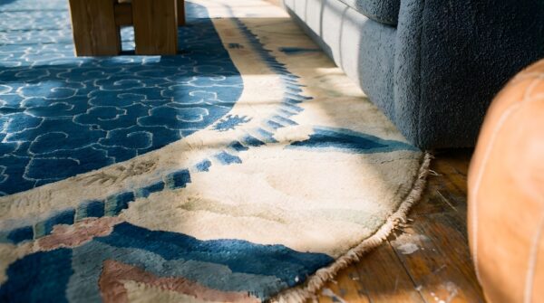 Antique large peking chinese allover knotted oval rug (sku 22932) - in-room detail