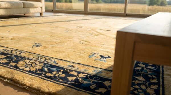 Antique large peking chinese floral knotted rug 12 Antique large peking chinese floral knotted rug (sku 24288) - in-room detail