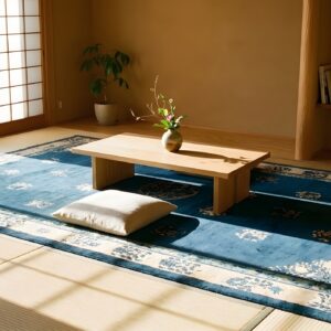 Antique Large Peking Chinese Medallion Knotted Rug (SKU 23748) - room view