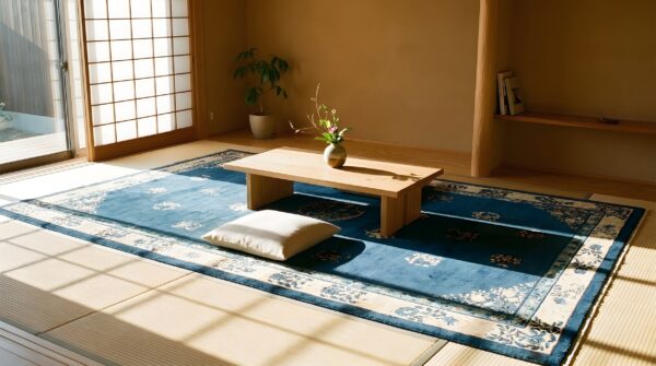 Antique large peking chinese medallion knotted rug (sku 23748) - room view