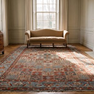 Antique Large Persian Geometric Knotted Rug (SKU 25102) - room view