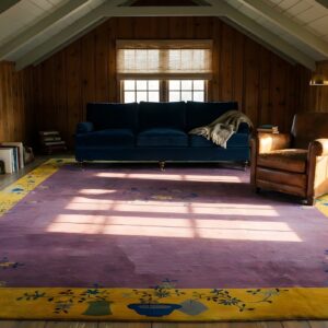 Antique Large Wool Purple Hand Knotted Wool Pile Chinese Art Deco Rug (SKU 24569) - room view