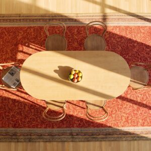 Antique Large Red Axminster English Allover Knotted Rug (SKU 23609) - styled overhead view