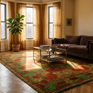 Antique Large Red Donegal - Arts & Crafts Ireland Floral Knotted Rug (SKU 24905) - room view
