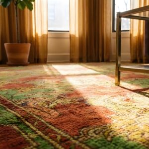 Antique Large Red Donegal - Arts & Crafts Ireland Floral Knotted Rug (SKU 24905) - in-room detail