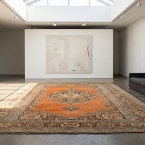 Large Red Open Field Floral Medallion Antique Fine Classic Persian Tabriz Rug (SKU 19335) - room view