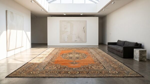 Large red open field floral medallion antique fine classic persian tabriz rug 10 Large red open field floral medallion antique fine classic persian tabriz rug (sku 19335) - room view