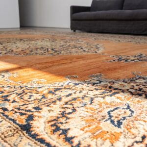 Large Red Open Field Floral Medallion Antique Fine Classic Persian Tabriz Rug (SKU 19335) - in-room detail