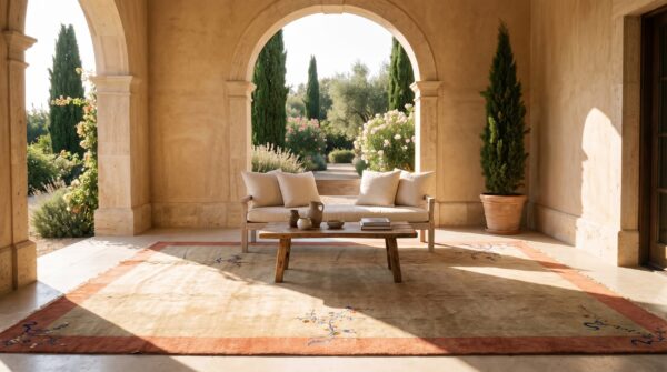 Large room size beige cream color antique floral chinese art decor hand knotted rug 5 Large room size beige cream color antique floral chinese art decor hand knotted rug (sku 24498) - room view