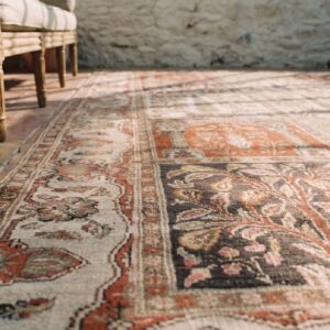 Large Room Size Antique Finely Woven Floral Cypress Tree Persian Tabriz Garden Deign Carpet (SKU 21004) - in-room detail