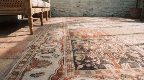 Large room size antique finely woven floral cypress tree persian tabriz garden deign carpet 11 Large room size antique finely woven floral cypress tree persian tabriz garden deign carpet (sku 21004) - in-room detail