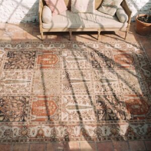 Large Room Size Antique Finely Woven Floral Cypress Tree Persian Tabriz Garden Deign Carpet (SKU 21004) - styled overhead view