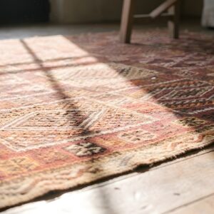 Large Room Size Antique Flat Woven Tribal Geometric Turkish Kilim Rug (SKU 22108) - in-room detail