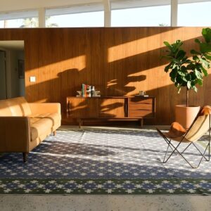 Antique Large Room Size Geometric Indian Cotton Flat Weave Dhurrie Rug (SKU 24154) - room view