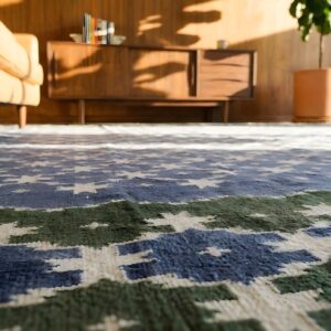 Antique Large Room Size Geometric Indian Cotton Flat Weave Dhurrie Rug (SKU 24154) - in-room detail