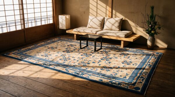 Antique large room size ivory chinese allover floral ningxia rug 10 Antique large room size ivory chinese allover floral ningxia rug (sku 22544) - room view