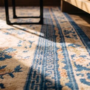 Antique Large Room Size Ivory Chinese Allover Floral Ningxia Rug (SKU 22544) - in-room detail