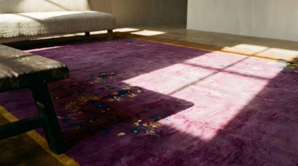 Large room size purple antique chinese art deco carpet 7 Large room size purple antique chinese art deco carpet (sku 23514) - in-room detail