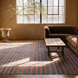 Large Room Size Antique Striped Cotton Dhurrie Indian Rug (SKU 21363) - room view