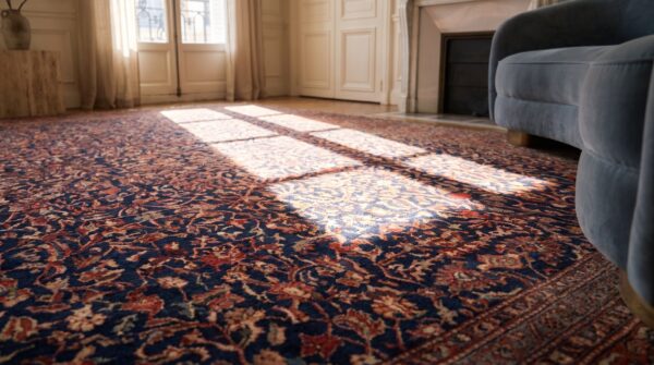 Antique large sarouk - farahan persian knotted rug 12 Antique large sarouk - farahan persian knotted rug (sku 20282) - in-room detail