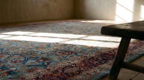 Antique large sarouk persian floral knotted rug 13 Antique large sarouk persian floral knotted rug (sku 23856) - in-room detail