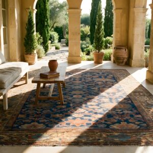 Large Scale Allover Tribal Design Antique Late 19th Century Blue Persian Sultanabad Rug (SKU 24578) - room view
