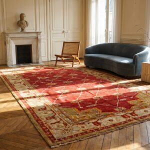 Large Scale Arts and Crafts Design Antique Red Turkish Oushak Rug (SKU 18467) - room view