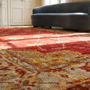 Large Scale Arts and Crafts Design Antique Red Turkish Oushak Rug (SKU 18467) - in-room detail