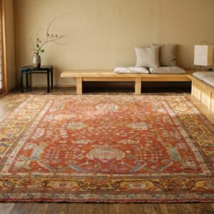Large Scale Tribal Palmette Pattern Antique Rustic Turkish Oushak Room Size Rug (SKU 18727) - room view