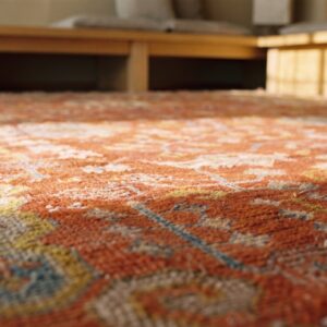 Large Scale Tribal Palmette Pattern Antique Rustic Turkish Oushak Room Size Rug (SKU 18727) - in-room detail