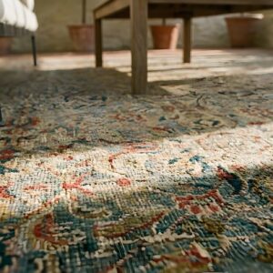 Antique Large Sivas Turkish Allover Geometric Knotted Rug (SKU 24086) - in-room detail