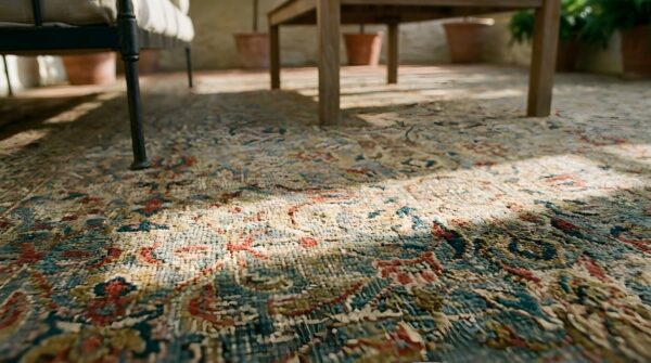 Antique large sivas turkish allover geometric knotted rug (sku 24086) - in-room detail