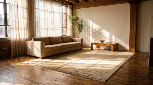 Antique large size abstract warm light ivory color turkish oushak rug 5 Antique large size abstract warm light ivory color turkish oushak rug (sku 21378) - room view