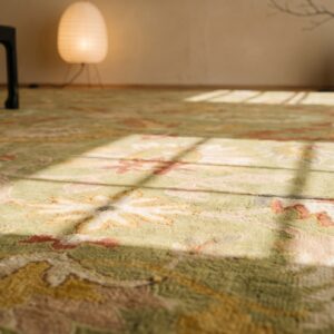 Antique Large Size Allover Big Scale Tribal Floral Pattern Green Turkish Oushak Rug (SKU 19817) - in-room detail