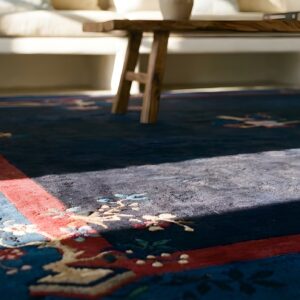 Large Size Bird Of Paradise Foo Dog Design Antique Blue Chinese Peking Rug (SKU 23571) - in-room detail